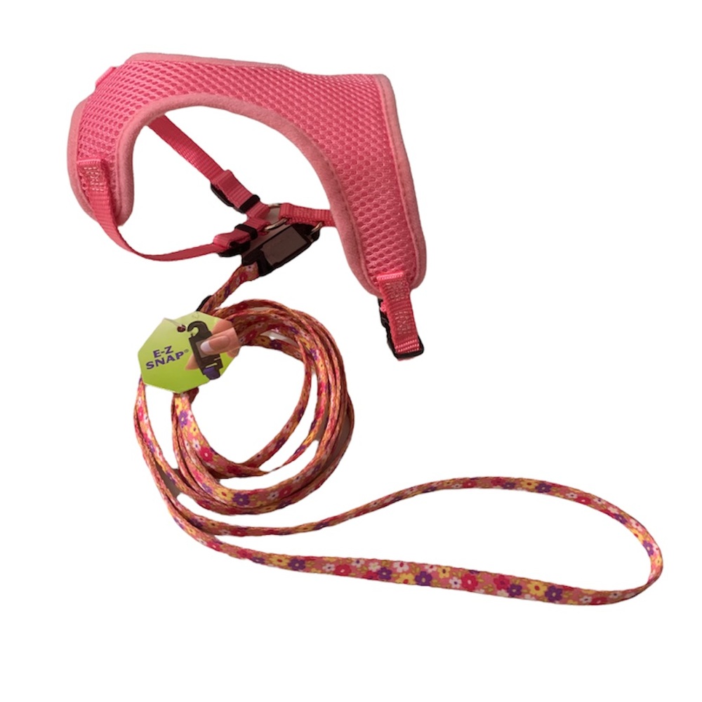 Kitten training harness and leash pink floral SIZE OS